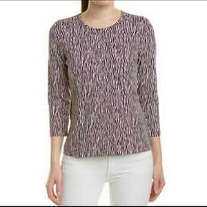 J Mclaughlin Plum Zebra Print Catalina Cloth Top L